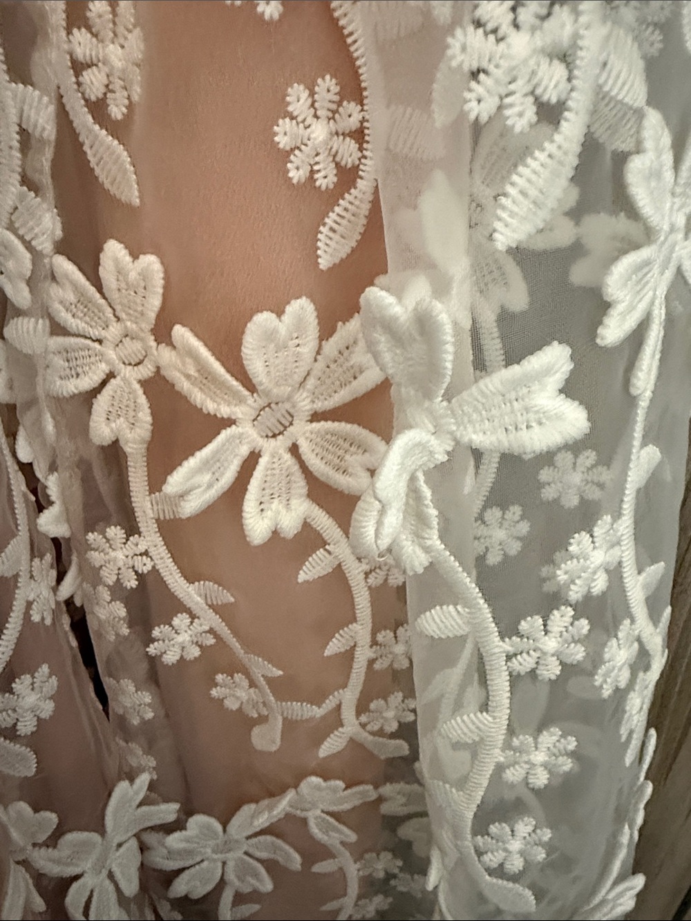 Blush Pink Slip Dress with White Floral Lace Overlay - Picture 6 of 9